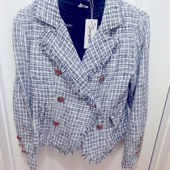 Tweed Blazer Double Breasted with Gold but… - Picture 2 of 4